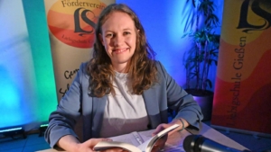 Lina Thiede bei der Lesung an der Liebigschule 